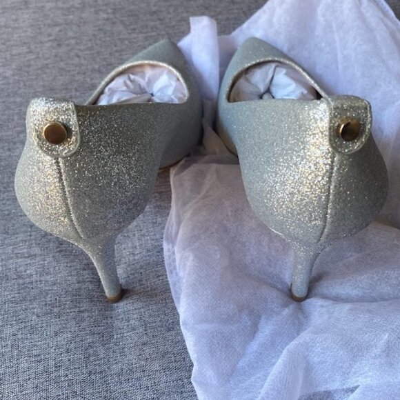 Pointed Toe High Heels Stiletto Slip On Comfort Silver Pump Shoe, Size 8 - Picture 6 of 7